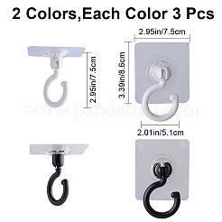 6 gancio di plastica autoadesivo girevole a 2 colori&nbsp;AJEW-GF0007-27