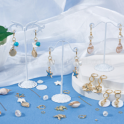 DIY-Set zur Herstellung von Leverback-Ohrringen mit Meeresmotiven aus Muscheln und synthetischem Türkis&nbsp;DIY-SC0025-85