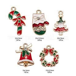 50pcs 5 pendentifs en alliage d'émail de thème de noël de style&nbsp;ENAM-LS0001-49-RS