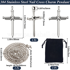 Kits para hacer collares con colgante de cruz de acero inoxidable 304&nbsp;DIY-BBC0002-32P