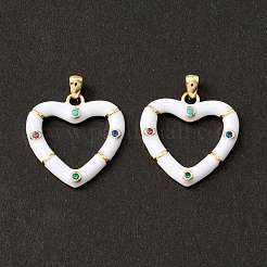 Colgantes de circonitas cúbicas de colores con micro pavé de latón chapado en rack&nbsp;KK-D073-07G-02
