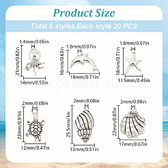 120 pièces 6 styles pendentifs en alliage de style tibétain&nbsp;FIND-CA0010-53