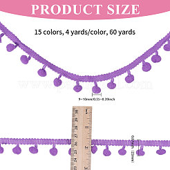 60 Yards 15 Farben Polyester bunte Pom Pom Ball Fransen&nbsp;OCOR-GL0001-32
