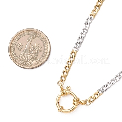 Collane a catena cubana bicolore da 4 mm in acciaio inossidabile 304 con chiusura ad anello a molla&nbsp;NJEW-JN05707