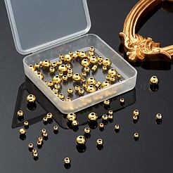120 Stück 3 Größen PVD Vakuum-Beschichtung Messing Runde Abstandsperlen Set&nbsp;KK-LS0001-11G