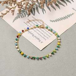Unterlegscheibe Glas Charm Fußkettchen&nbsp;AJEW-AN00344-05