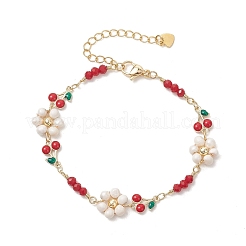 Bracelets en laiton émaillé à maillons cerise pour femmes&nbsp;BJEW-JB14046