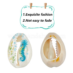 48 Stück 7 Stile bedruckte natürliche Kauri-Muschelperlen-Sets&nbsp;SSHEL-NB0001-41