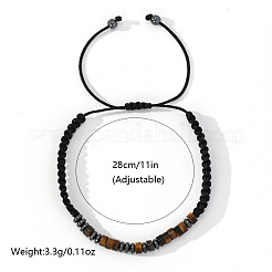 Armbänder aus natürlichem Tigerauge und synthetischen magnetischen Hämatitperlen für Männer und Frauen&nbsp;LW5953