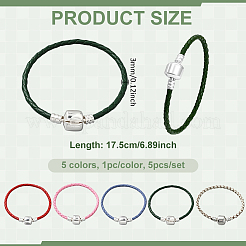 5 Stück 5 Farben Rindslederkordel geflochtene Armbänder für Männer und Frauen&nbsp;BJEW-GO0002-08