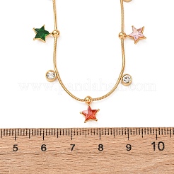 Collane con ciondolo a stella in acciaio inossidabile 304 con strass per donna&nbsp;NJEW-T021-02G
