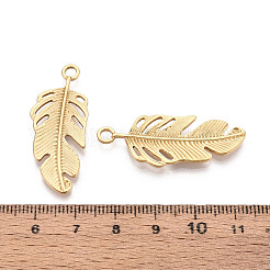 Pendentifs en forme de plumes en acier inoxydable 304&nbsp;STAS-T069-37G