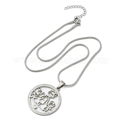 Bague en acier inoxydable 201 avec strass et pendentif familial pour cadeau de fête des mères&nbsp;NJEW-P327-04P-A