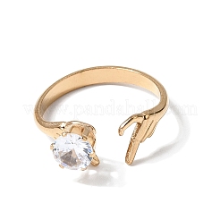 Bagues ouvertes en acier inoxydable 304 avec micro pavé de zircones cubiques pour femmes&nbsp;RJEW-K258-15A-G