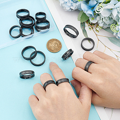 18 Stück 9 Größen 201 Edelstahl geriffelter Fingerring für Männer und Frauen&nbsp;STAS-UN0045-60B-EB