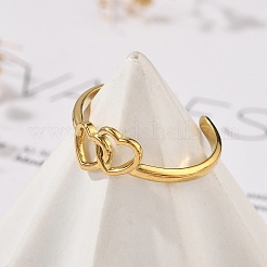 Herz 304 Edelstahl offene Manschettenringe&nbsp;RJEW-R014-03G-01