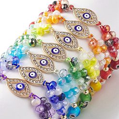 Set di braccialetti con perline intrecciate in vetro e occhi diabolici a 7 colori&nbsp;BJEW-JB08907