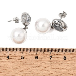 Pendientes de acero inoxidable 304 con circonitas cúbicas transparentes pavé&nbsp;SA-CBADCF0-01P