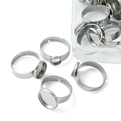24 Stück 4 Größen verstellbar 304 Edelstahl Fingerringe Komponenten&nbsp;STAS-FS0001-38
