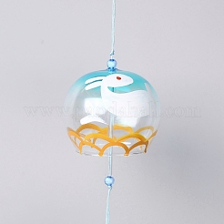 Campanas de viento japonesas de vidrio semicirculares.&nbsp;HJEW-WH0069-24A