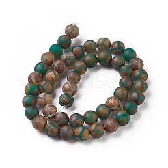 Fili di perline dzi con motivo a tartaruga in stile tibetano&nbsp;G-P229-A-04-8mm