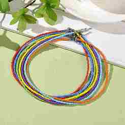 7 Stück 7 Farben Chakra-Schmuck Glas-Samenperlen-Halsketten-Set&nbsp;NJEW-JN03803