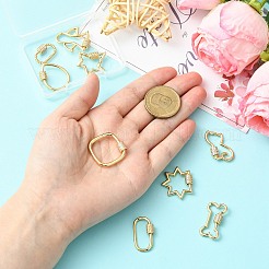 9 Stück 9 Stile Messing Micro Pave klare Zirkonia Schraubkarabiner Verschluss Charms&nbsp;KK-CJ0004-25