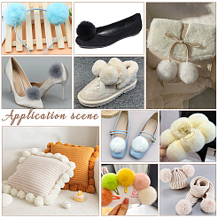 6 spilla a forma di pallina con pompon in peluche di poliestere bicolore&nbsp;JEWB-NB0001-24A