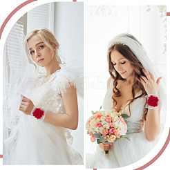4 Stück 2 Farben Seidenstoff Rose Spitze Handfesseln&nbsp;DIY-HY0002-34