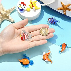 7pcs 7 Arten handgemachte Bunte Malerei-Anhänger&nbsp;LAMP-CJ0002-96