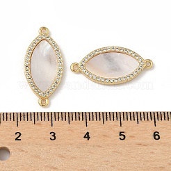 Messing Micro Pave klare Zirkonia und natürliche Muschel Pferdeauge Verbinder Charms&nbsp;KK-Z115-08G