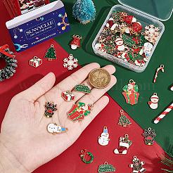 56 Stück 14 Stil Weihnachtsstil Legierung Emaille Anhänger&nbsp;ENAM-SC0003-73