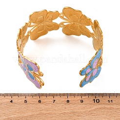 Braccialetti con polsino smaltato in acciaio inossidabile 304 per donna&nbsp;BJEW-P347-01G-B