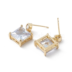 Aretes colgantes cuadrados con circonio cúbico transparente&nbsp;EJEW-L261-002G