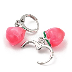 Pendientes colgantes de vidrio color melocotón fucsia&nbsp;EJEW-P260-01P
