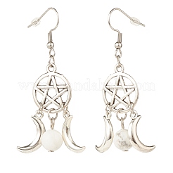 Rete intrecciata con orecchini pendenti in howlite naturale&nbsp;EJEW-JE04945-03