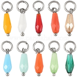 50pcs 10 Farben Glasanhänger&nbsp;PALLOY-YW00184