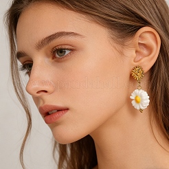 Pendientes colgantes de acero inoxidable 304 y porcelana hecha a mano.&nbsp;WG2AA73-01