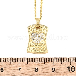 Collares ajustables con colgante rectangular de corazón y circonitas cúbicas micro pavé de latón.&nbsp;KK-CBA4547-08G-03