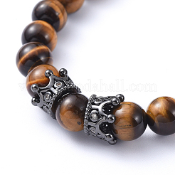 Braccialetti di perline elasticizzati naturali con occhio di tigre&nbsp;BJEW-JB05175-02