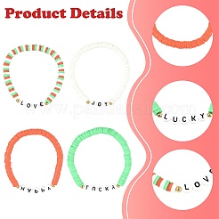 4 Stück handgefertigte Polymer Clay Heishi Perlen Stretch Armband Sets&nbsp;BJEW-FS00030