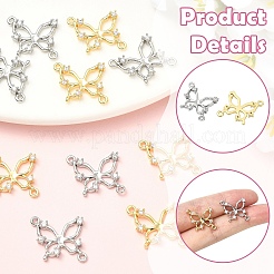 2 Stück 2 Farben Messing Pavé klar Zirkonia Verbinder Charms&nbsp;KK-YW0004-27
