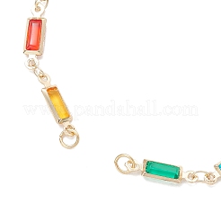 Herstellung von Messing-Glas-Rechteck-Gliederketten-Armbändern&nbsp;AJEW-JB01399
