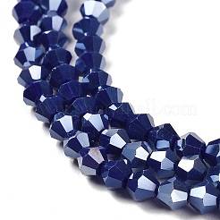 Brins de perles de verre galvanisées de couleur unie opaque&nbsp;GLAA-F029-P4mm-A10