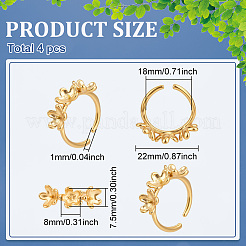 4 Stück 304 Edelstahl Blume offene Manschette Ring Zubehörse&nbsp;STAS-ME0003-07