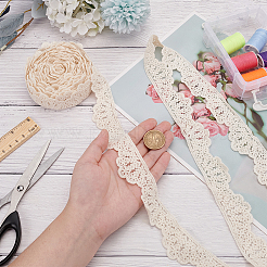 5 Yards muschelförmiger Spitzenbesatz aus Baumwolle mit hohlen Blumen&nbsp;SRIB-MA0001-01