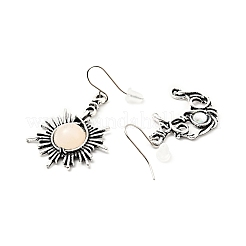 Orecchini asimmetrici luna e sole con perline in resina&nbsp;EJEW-C036-01F