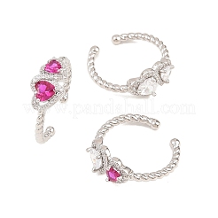 Bagues ouvertes en laiton avec micro pavé de zircones cubiques pour femmes&nbsp;RJEW-C153-04P