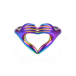 Anillo abierto con diseño de corazón en acero inoxidable 304&nbsp;RJEW-S405-260M