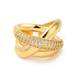 Anelli da donna aperti con micro pavé di zirconi cubici trasparenti in ottone&nbsp;RJEW-A048-06G